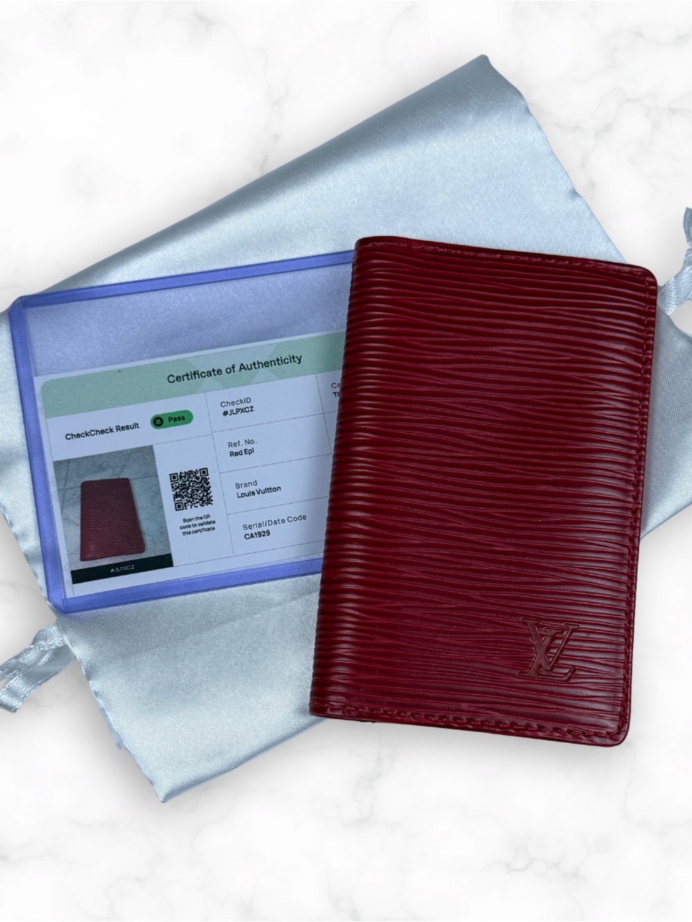 Louis Vuitton Red Epi Leather Pocket Organizer Card Holder Wallet